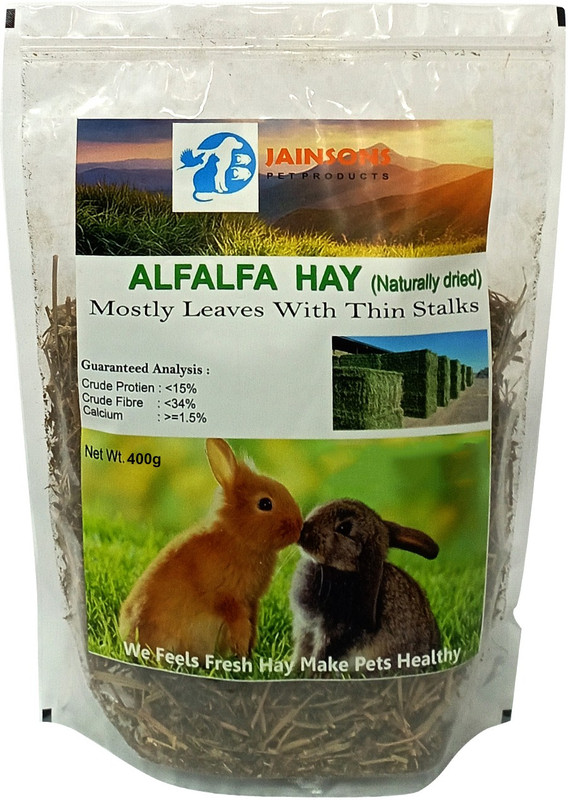 Jainsons Pet Products Alfalfa Hay, Dried Natural Alfalfa Hay for Rabbits, Guinea Pigs, Chinchillas Vegetable 0.4 kg Dry Young, Adult, Senior Rabbit Food