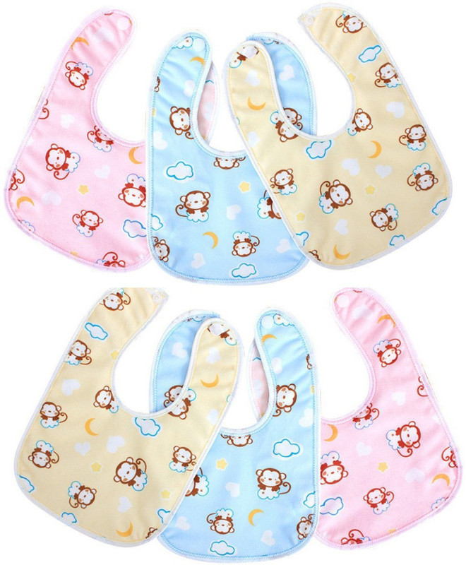 AMAKART Baby Water Resistant Cotton Bibs (Pack of 6)(Multicolor)