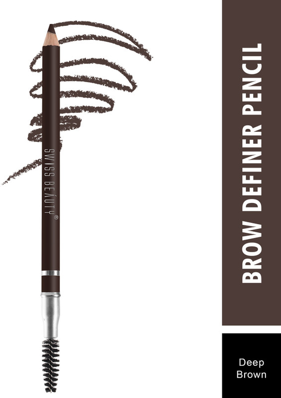 SWISS BEAUTY Eyebrow Definer Pencil Spoolie Precision Shaping Filling Natural Look(Deep Brown)