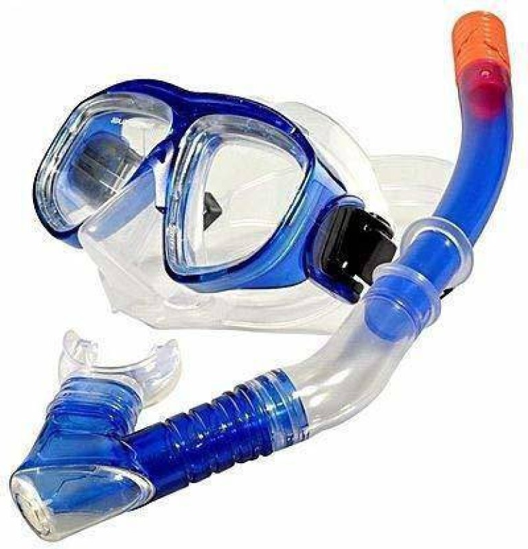 nunki trend PVC Tempered Glass Diving Goggles Mask with Silicone Breathing multicolor Swimming Kit