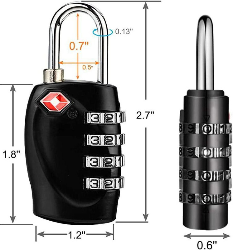 uptodatetools TSA Approved Luggage Locks with 4 Digit Combination Padlock Safety Lock(Multicolor)