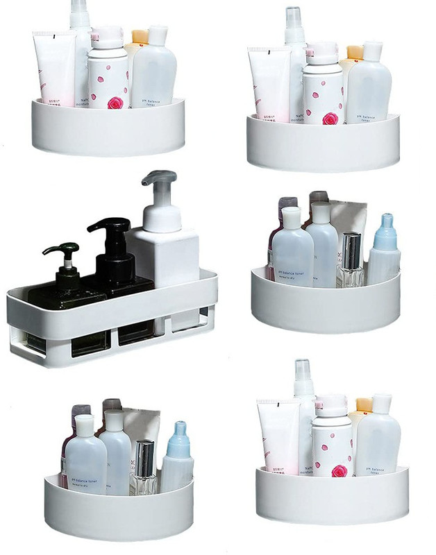 Qrex Plastic Magic Sticker Series Self Adhesive Bathroom Corner Shelves(WhiteColour)