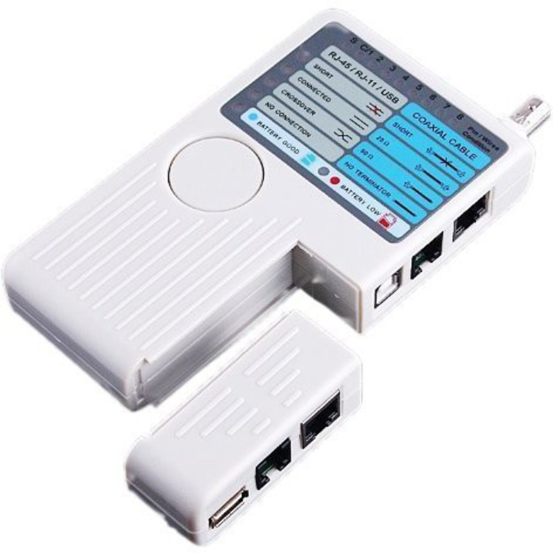 coolcold TV-out Cable Remote RJ11 RJ45 USB BNC LAN Network Phone Cable Tester Meter(White, For Computer)