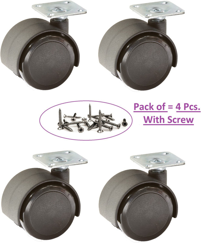 Biway Black Plate type wheel Industrial Furniture Caster(Pack of4)