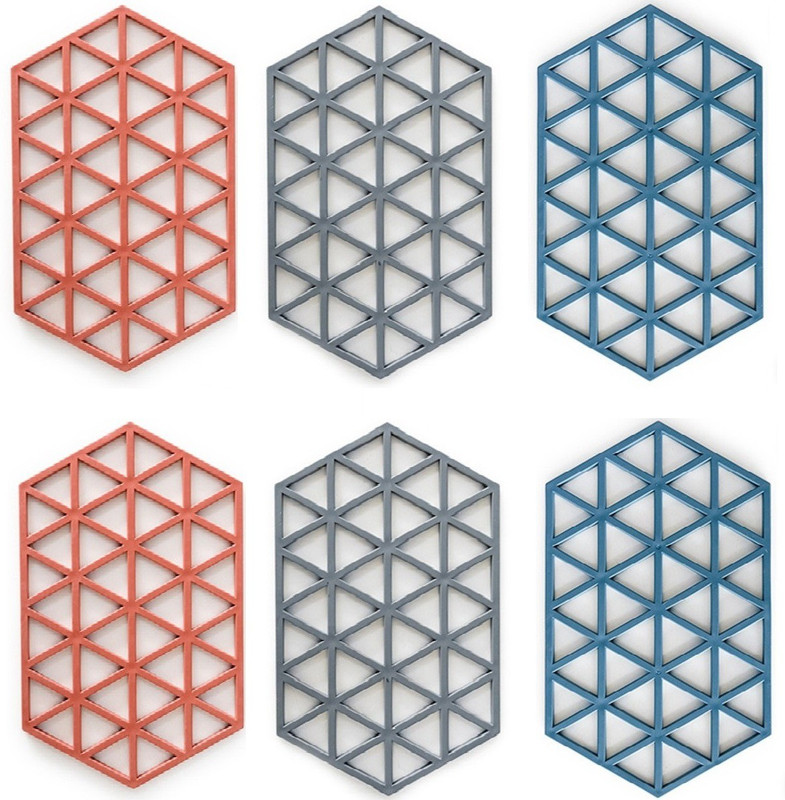 TOMATUS 6 Pcs Silicone Trivet Mat for Kitchen Heat Resistant.(Random Pattern Color) Polyvinyl Chloride Trivet(Pack of 6)