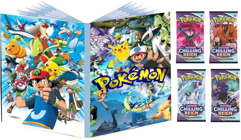 Bestie Toys Pokemon Big Album With 4 Lastest Booster Cards(Multicolor)(Multicolor)