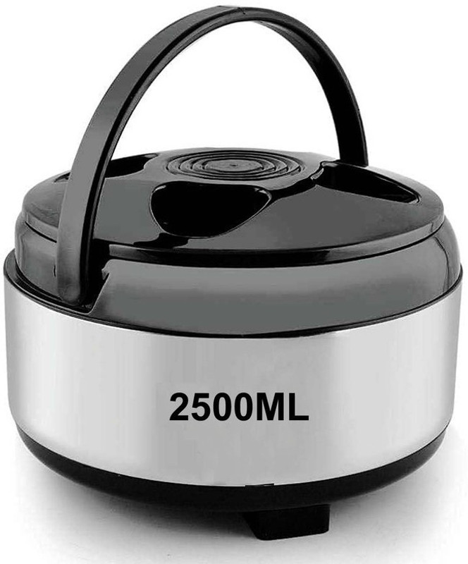 Kaiox Stainless Steel Solid Hot Case, Chapati Box, Casserole Thermoware Silver 2500ML Cook and Serve Casserole(2500 ml)