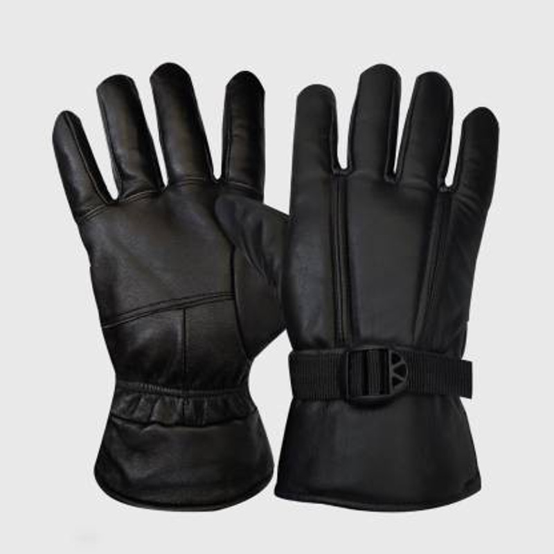 Mancloem 1 Pair Leather Snow Proof Warm Winter leather bike riding gloves Riding Gloves(Black)