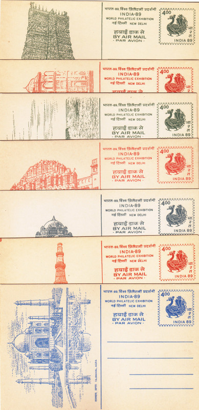 Phila Hub 1989-Commemorative Airmail Postcards Mint Condition Stamps(7 Stamps)