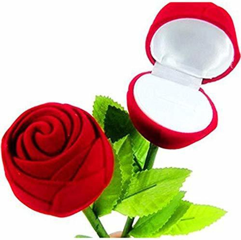 MYKI Velvet Maroon Rose Ring Box For Women, Girls & Loved Ones Gift, Engagement, Weddings, Birthday, Parties and any other occasion, Single Box Without Ring - Valentin Gift For Girls & Boys Ring Box Jewellery Vanity Box (Red) Valentine, Wedding, Engagement Vanity Box(Red)
