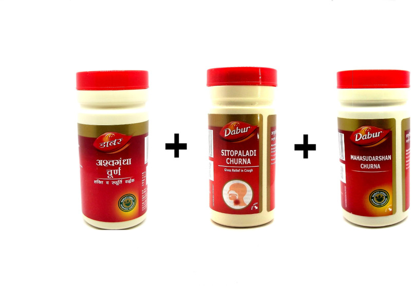 Dabur Ashwaganda,Mahasudarshan & Sitopaladi Churna (immunity,fever, cough and cold)(Pack of 3, 60 g, 60 g, 60 g)