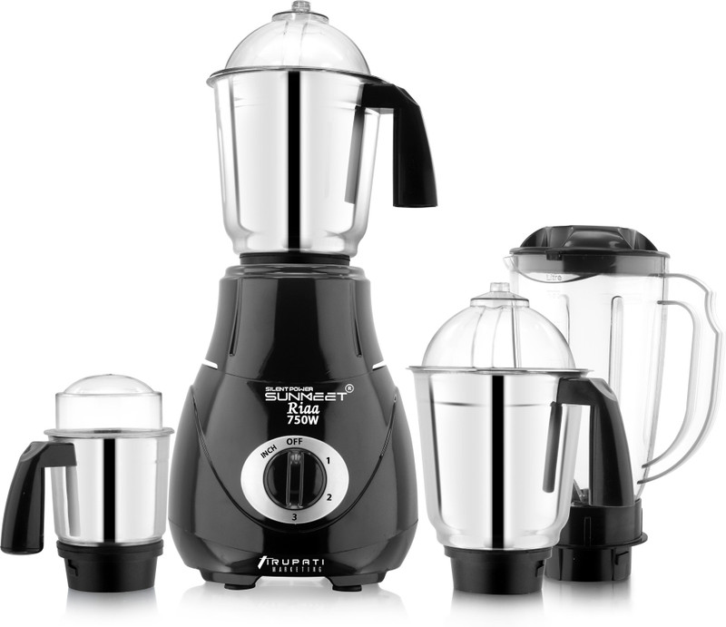 Silentpowersunmeet SPS RIAA 750W 4J BLK 750 W Mixer Grinder(RIAA New Excellent Model with 3 Stainless Steel Jars and 1 ABS Juicer Jar | 4 Jars | Black)