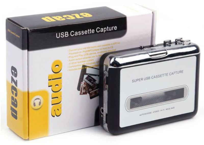 microware USB Cassette to MP3 Converter Capture, Audio Super USB Portable Cassette MP3 Player(Silver, 2 Display)