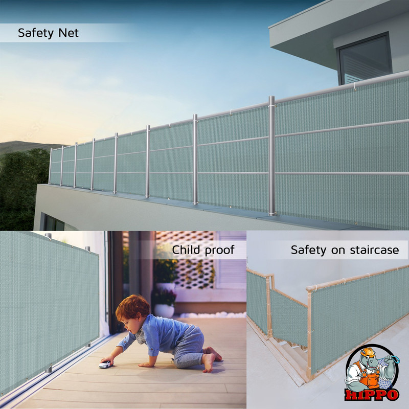 Hippo Baby Safety Net/Balcony Net/Privacy Net - with Eyelets & Tie-Cords - 1MTX4MT(Country Blue)