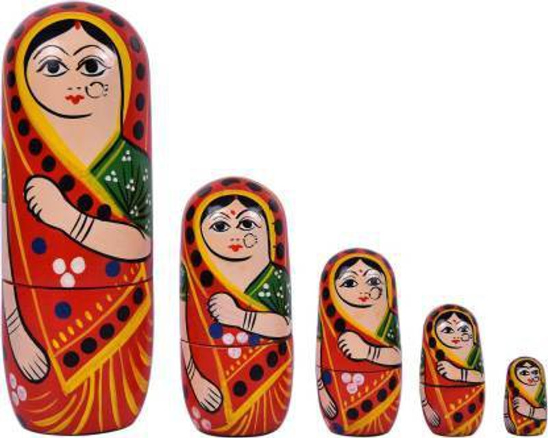 TOYS HOUSE Kids play Russian Nesting Beautiful RED Doll(Multicolor)