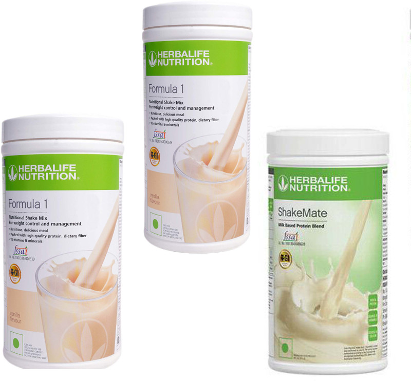 Herbalife Nutrition FORMULA-1 STRAWBERRY-500+STRAWBERRY-500+SHAKE MATE-500 Nutrition Drink(3x0.5 kg, STRAWBERRY -500 gm, STRAWBERRY -500gm, SHAKE MATE-500gm Flavored)
