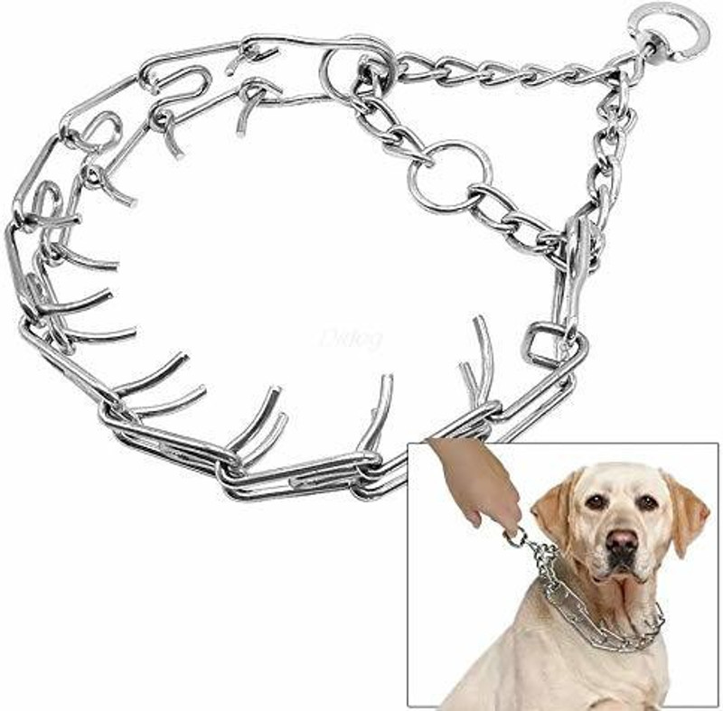 Rvpaws Stainless Steel Chrome Plated Prong Collar for Dogs - 22 inch, dogs, Stainless Steel, (Pack of 1) Plain Dog Collar Charm(Multicolor, Solid)