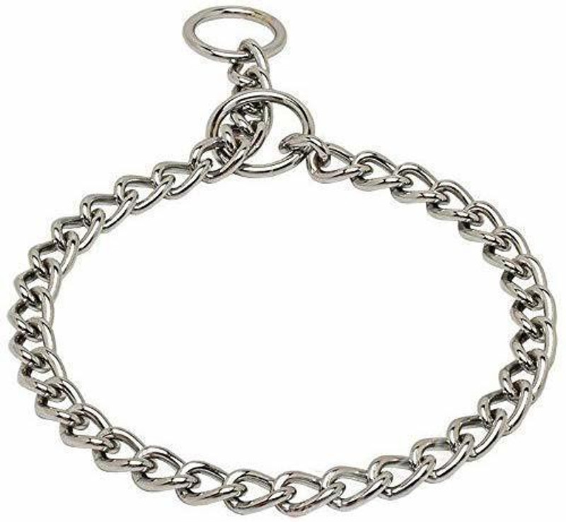 FONDLE Stainless Steel Chock Chain for Dog 10 No, 24 Inch Plain Dog Collar Charm(White, Round)