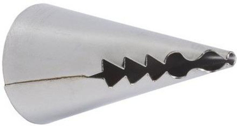 noble foods No. 090 Small Ruffle Piping Nozzle Ribbons, Swags, Bows, Streamers, Ruffles Stainless Steel Ruffle Icing Nozzle(Silver Pack of 1)