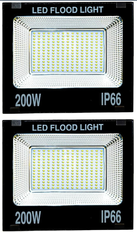 GadgetsSTS Flood light extra life 200 Watt LED light pack of 2 Flood Light Outdoor Lamp(White)