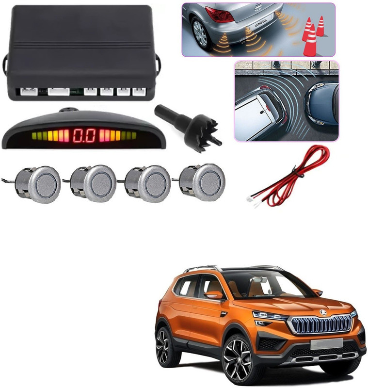 AuTO ADDiCT parking-sensors-silver-231 Reverse Parking Sensor with LED Display Silver For SKODA KUSHAQ Parking Sensor(Electromagnetic Systems)