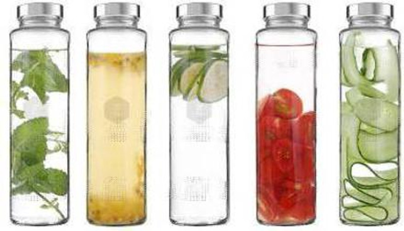 KUNDKESHWAR SALES round Water Bottle 750 ml Bottle (Pack of 5, Clear, Glass) 750 ml Glass Bottle(Pack of 5, White)
