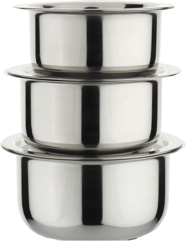 LIMETRO STEEL Stainless Steel Storage Bowl Set of 3 High Quality 22 Gauge Induction & Gas Compatible Tope Set with Lid(Pack of 3, Steel)