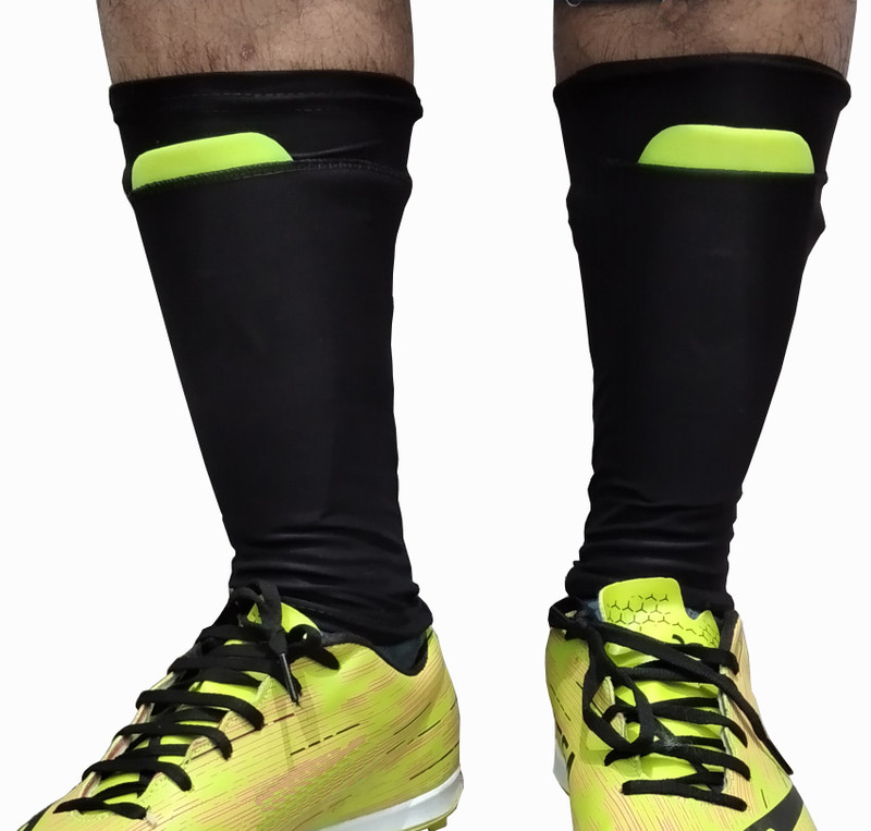 MSS Shin Guard Holder Protective Sleeves with Pocket Football Shin Guard(Black)
