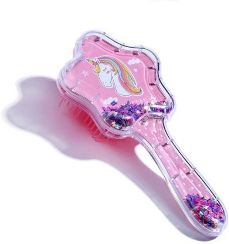 KIDICITI UNICORN GLITTERY STAR BRUSH DETANGLER PADDLE CUSHION MASSAGE