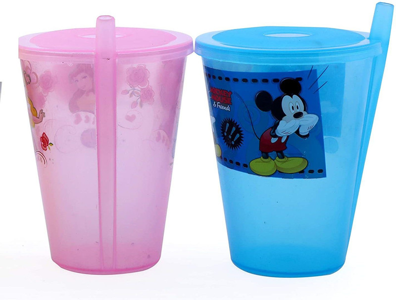 PuthaK BPA-Free Unbreakable No Spill Feeding Juice Gravity Sipper Glass with Straw(Multicolor)