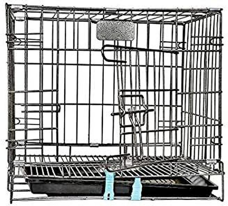 DogTrust Single Door Folding Metal 18 INCH Antique Black Cage Cage Seed Catcher