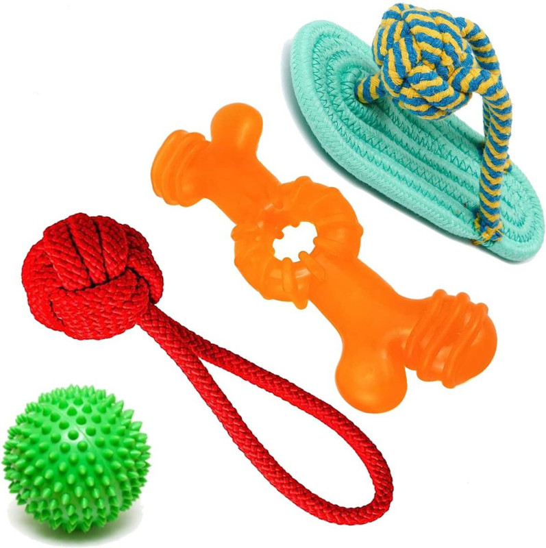 Pet Guard Puppy Chew Toy Teething Toy For Small Dog-4pcs Cotton Chew Toy For Dog Rubber Chew Toy For Dog