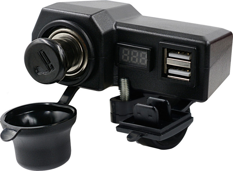 AUTOGARH 3in1 dual USB fast Charger Adapter Socket with voltmeter 2A Bike Mobile Charger 2 A Bike Mobile Charger