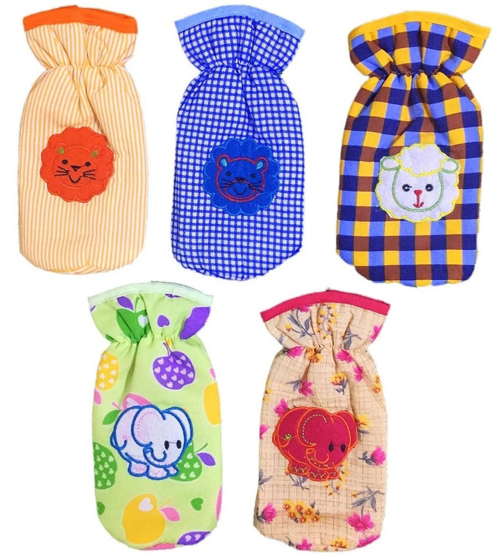 PADDY BABY Soft Cotton Baby Feeding Bottle Cover Checkered Printed-pack of 5(Multicolor)