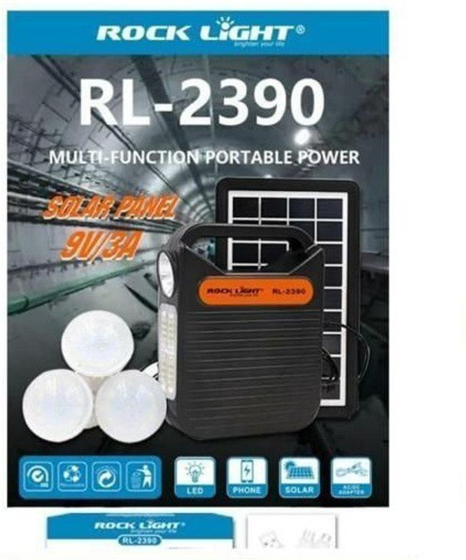 KH Emergency Portable Inverter with 3 Individual 6 Volt LED Bulbs with 3.75m Wire 20 hrs Torch Emergency Light(Black)