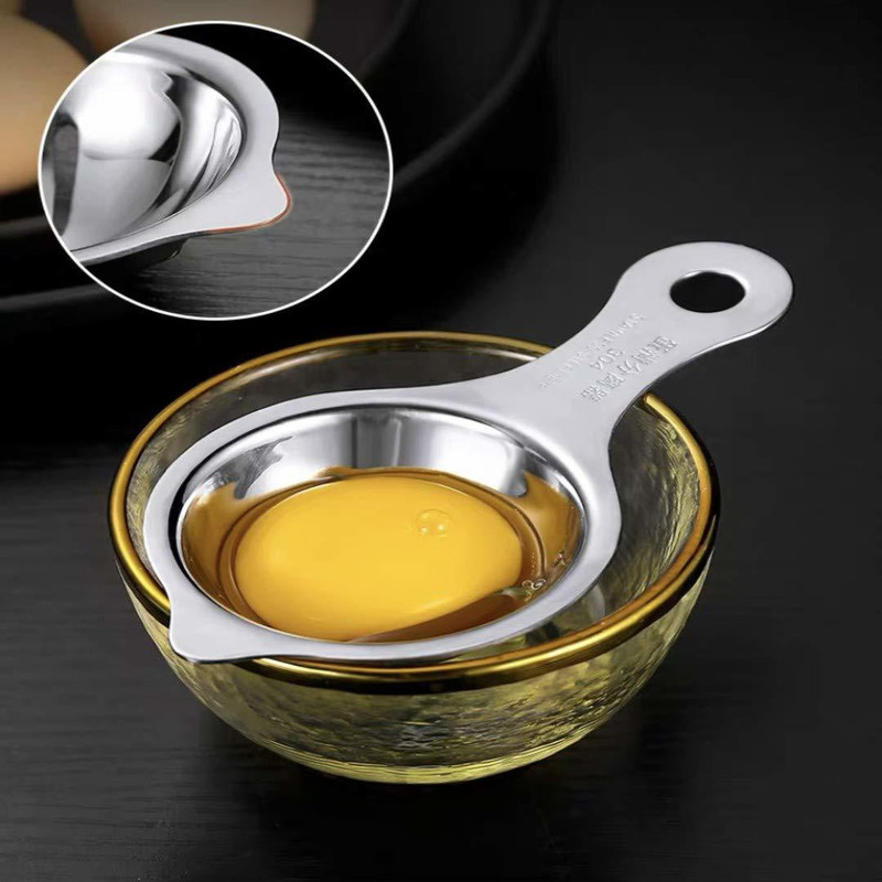 TOMATUS Egg Strainer Spoon, Egg White Yolk Filter Separator, Egg Sieve Stainless Steel Egg Separator(Silver, Pack of 1)