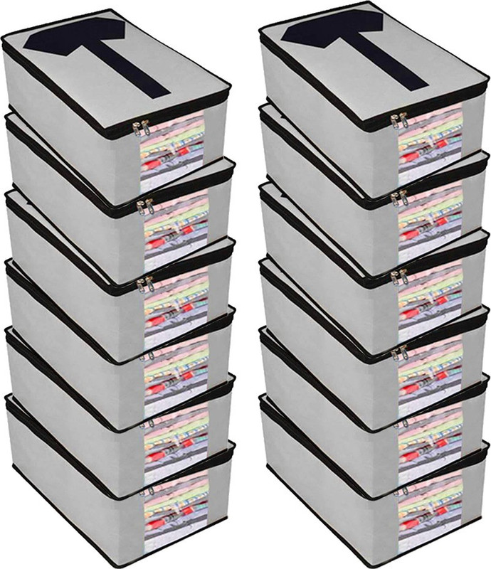 geetacreation garment cover Storage Organizers Plain Set of 12 Mens Shirt Covers for wardrobe Storage Organizers(Grey)