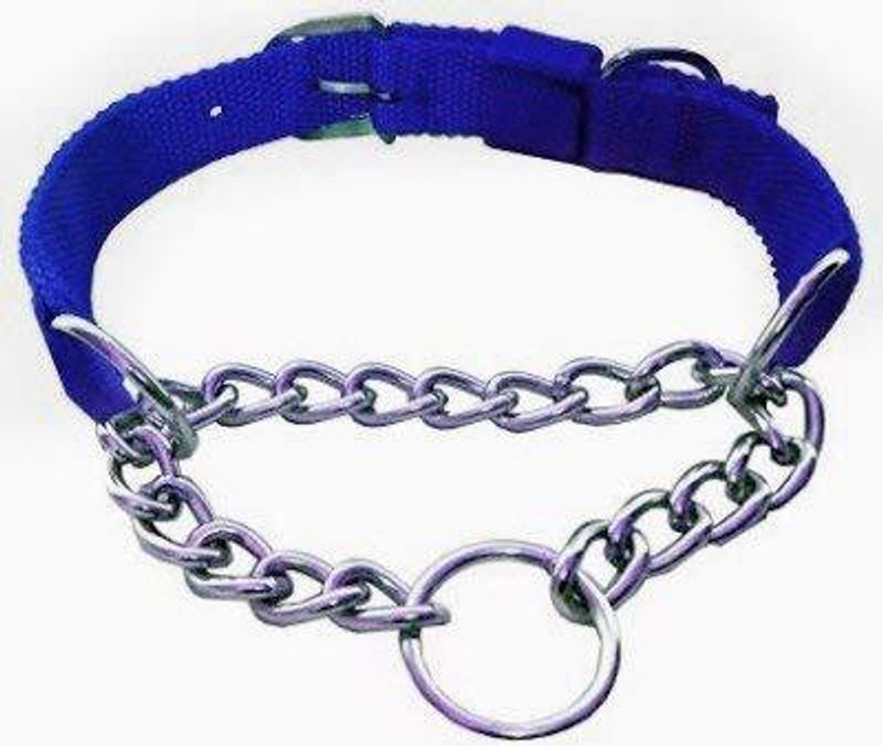 Rvpaws Collar Half Choker Stainless Steel Dogs Collars (Red, 0.75 Inch) Plain Dog Collar Charm(Red, Round)