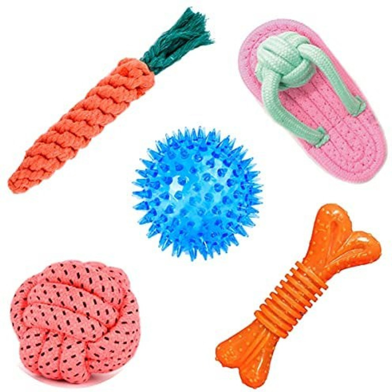 DogTrust Toys for Puppies & Small Dogs Toys Spike Teether Ball Toy Cotton Chew Toy For Dog