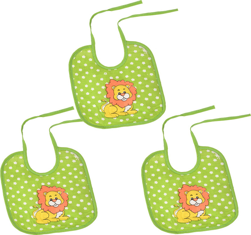 Heart Home Unisex Baby Cotton Super Bib, Washable, Stain And Odor Resistant-Packof 3(Green)(Green)