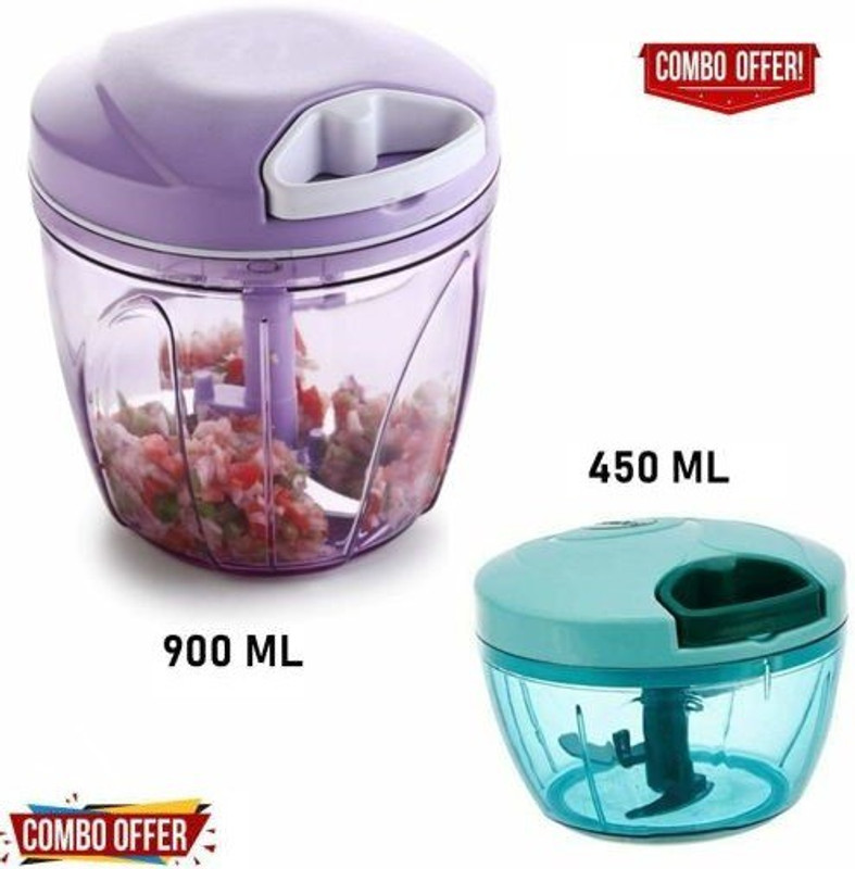 fornix COMBO Vegetable & Fruit Chopper, Plastic Compact (900ml, Purple)+(450ml, Green) Vegetable & Fruit Chopper(2)