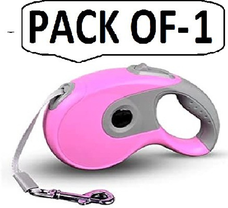 DogTrust Leash Tape with Hand Grip and One Button Brake & Lock (Small, Multi-Color) 25.5 cm Dog Cord Leash(Pink, Grey)