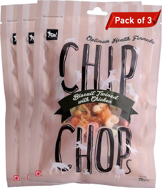 For The Fur Kids Chip Chops Biscuit Twined Chicken Chicken Dog Treat(210 g, Pack of 2)