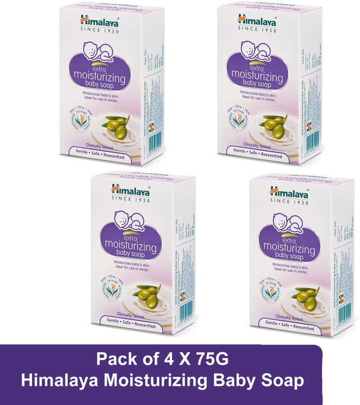 HIMALAYA Extra Moisturizing Baby Soap Aloe, Olive and Milk (Pack of 4 X 75G)(4 x 75 g)