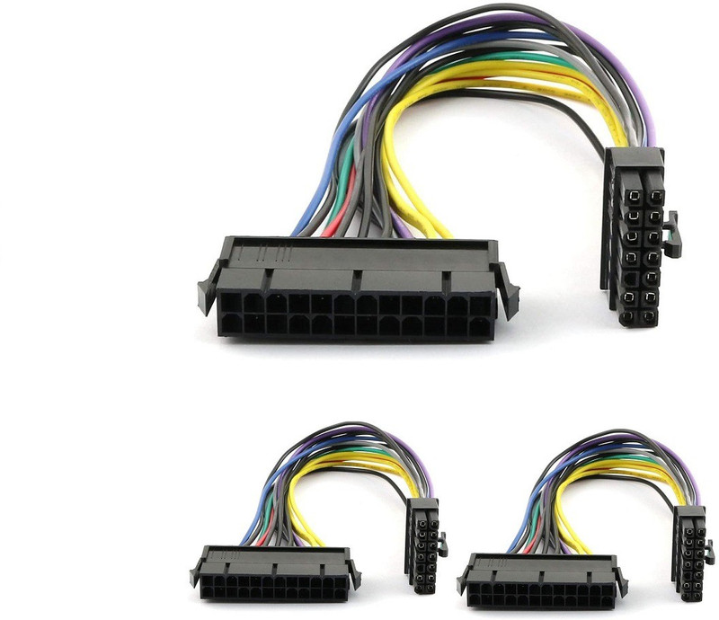 LipiWorld  TV-out Cable PC Power Supply Upgrade Manually Convert 24-Pin to 14-Pin Cable Pack Of 3(Black, For Computer)