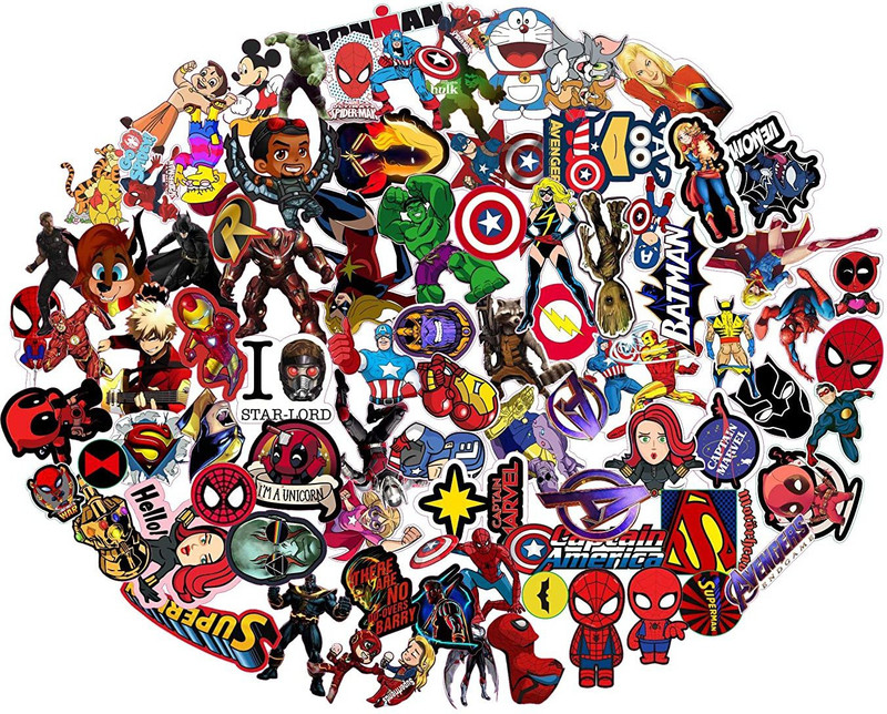 Skinny Laptop Stickers for Car, Bicycle, Guitar, Decal, Patches Stickers Pack (50pec) Vinyl Reusable Laptop Skin Compatible for 2 inch(Theme: Signs & Symbols, Comics & Cartoons)