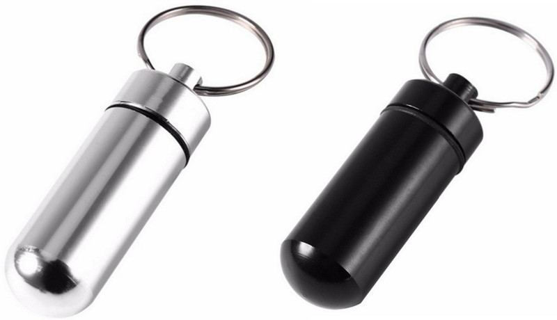 AlexVyan 2 Pcs Waterproof Medicine Case Aluminum Pill Storage Holder Keychain Medicine Dispenser