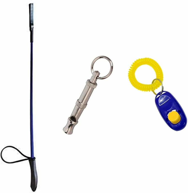 Woofy Dog Training Kit - Training Clicker + Hunter Stick + Whistle Combo Plastic Training Aid For Dog