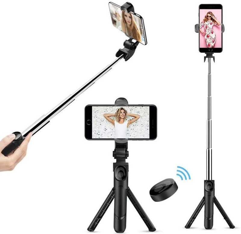 XITARA XT-02 Bt Extendable Selfie Stick with Wireless Remote Tripod, Monopod(Silver, Supports Up to 400 g)
