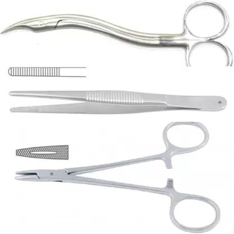 Agarwals Needle holder, Stitch scissor, dissecting forcep COMBO Needle Holders